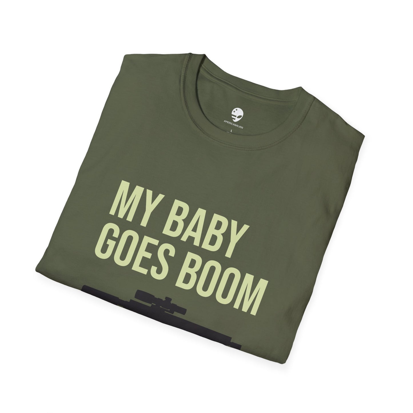 My Baby Goes Boom Unisex Softstyle T-Shirt